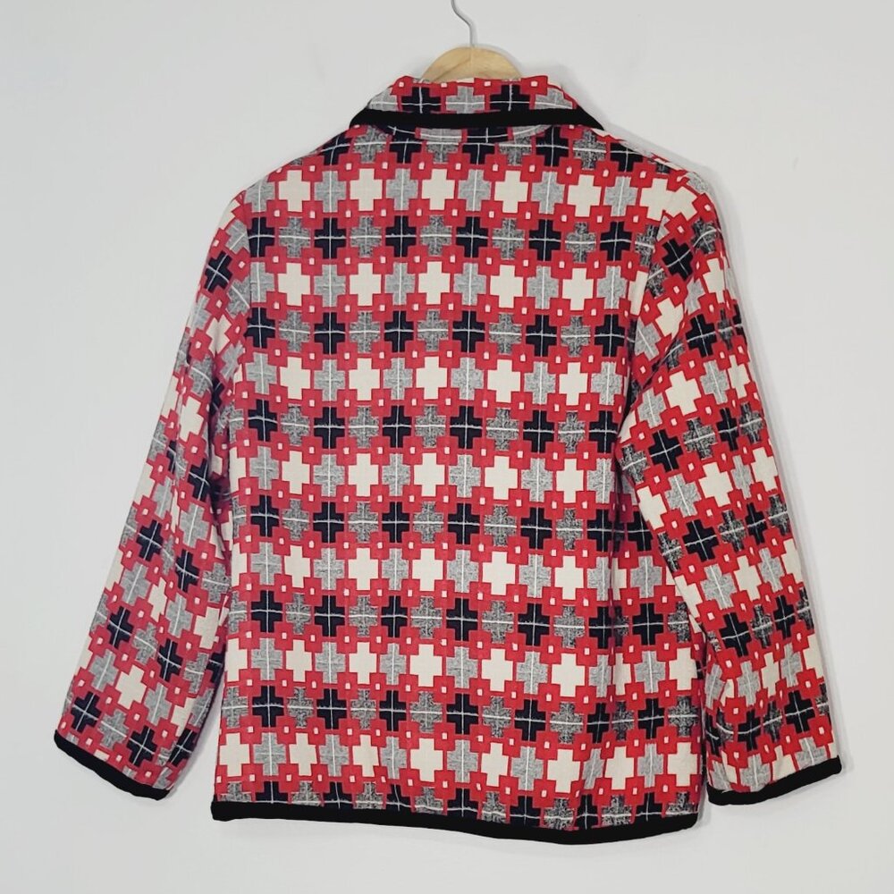 Member Red & Black Cotton Blend Pockets Retro Patterned High Quality Blazer 10 - Picture 2 of 10